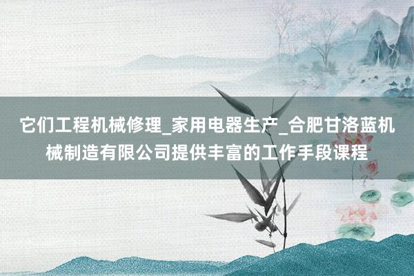 它们工程机械修理_家用电器生产_合肥甘洛蓝机械制造有限公司提供丰富的工作手段课程