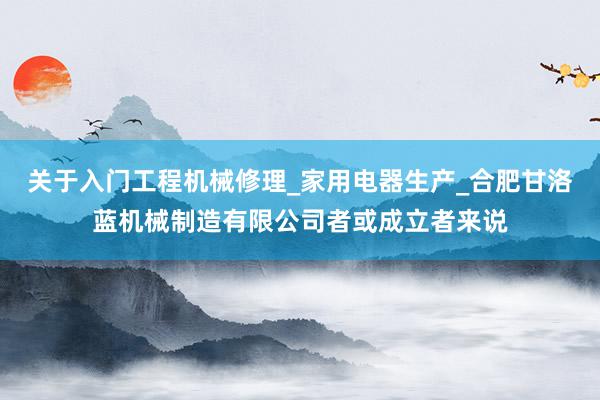 关于入门工程机械修理_家用电器生产_合肥甘洛蓝机械制造有限公司者或成立者来说